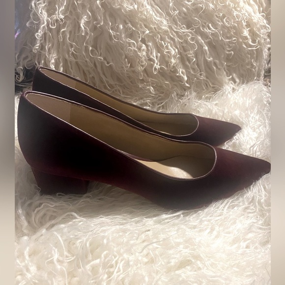 Ann Taylor Shoes - Ann Taylor Mid Block Heel maroon luxurious Velvet Pumps 9.5
